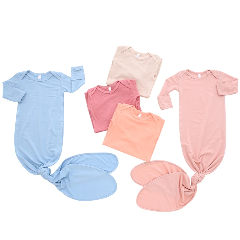 Newborn Baby Pajamas Sets Long Sleeve Knitted 100% Cotton 3 Pieces Baby Clothing Sleep Sack With Hat and Headband Accessories