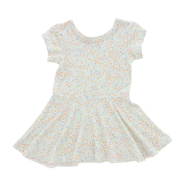 Summer Infant Custom Print Elastic Bamboo Viscose Baby Dresses Comfortable Breathable Short Parties Plus Size Soft Infants