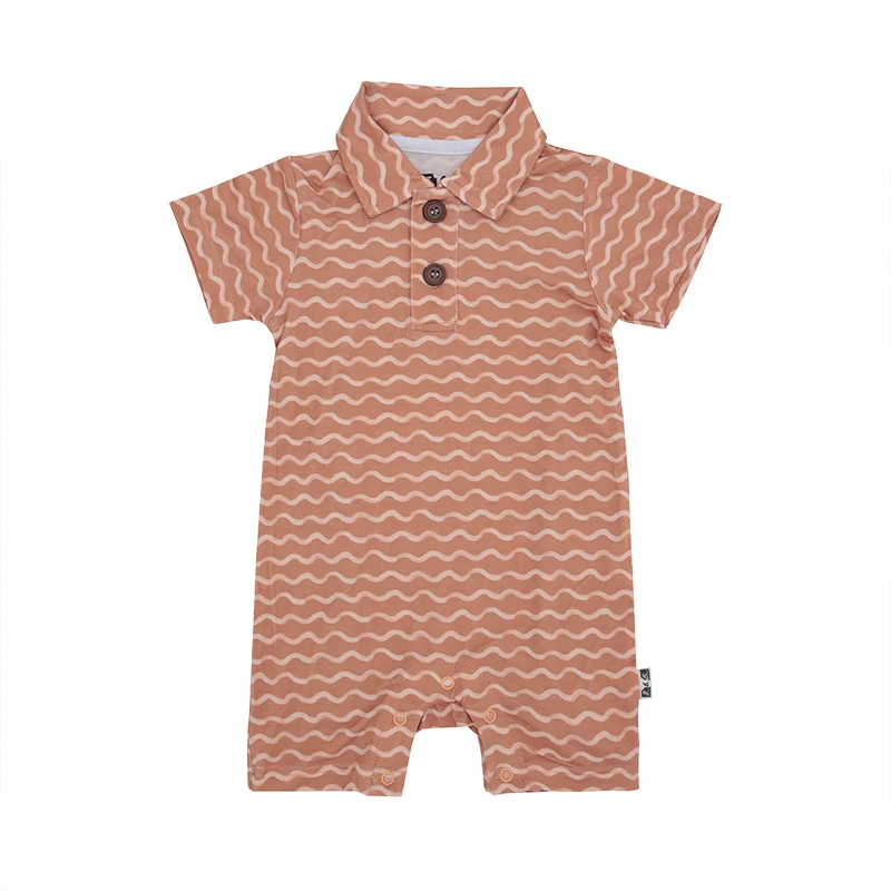 Short Sleeves Turn Down Collar Style Baby Romper Snaps Button Summer Baby Body Suit Baby Jumpsuit - Image 4