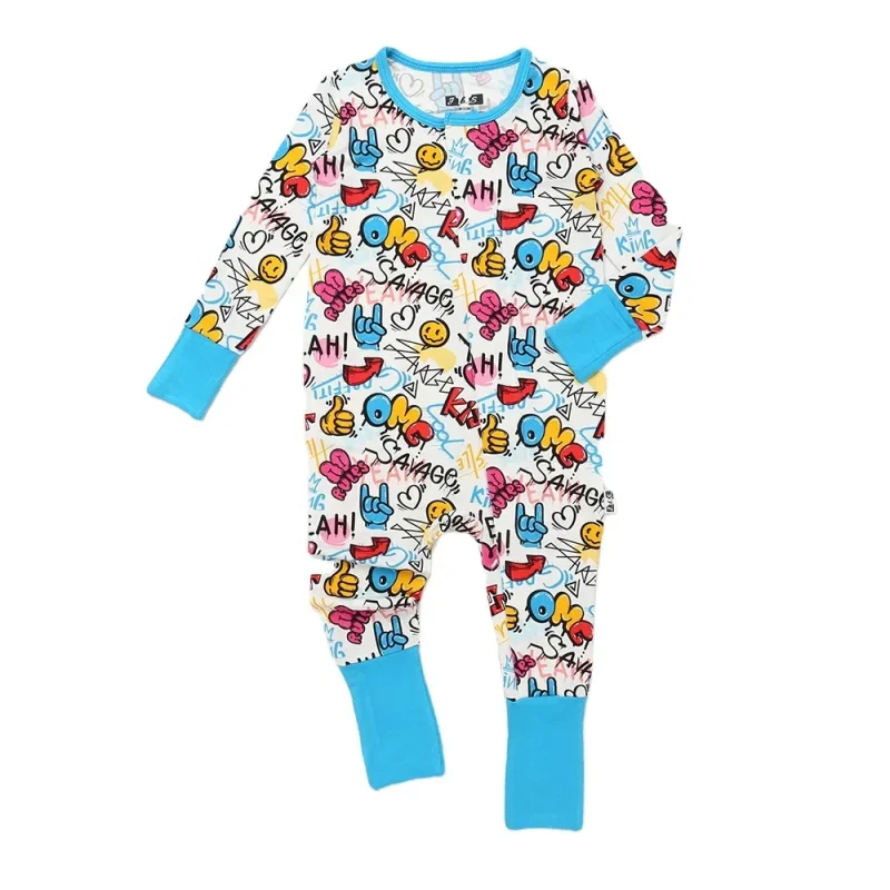 New Design Beautiful Print Super Soft Bamboo Fabric Tow Way Zipper Knitted Baby Clothes ODM Supply Long Sleeved Baby Romper