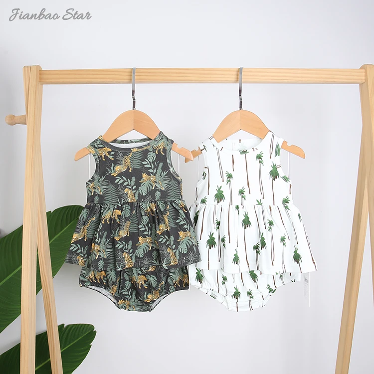 Top Sale New Design Fashion Casual 100% Cotton Comfortable Sleeveless Lovely Baby Clothing Sets Baby Rompers