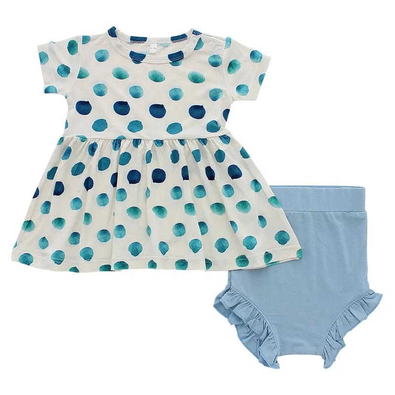 Skirt Wholesale New Full Body Dot Printed Kids Girls Children Summer Casual Clothes Girl Dresses With Bloomers