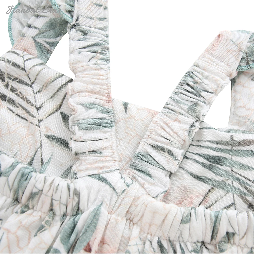 New Design 100% Cotton Comfortable Summer Hot Sale Ruffled Suspender Sleeveless Buttons New Born Baby Romper - Image 4