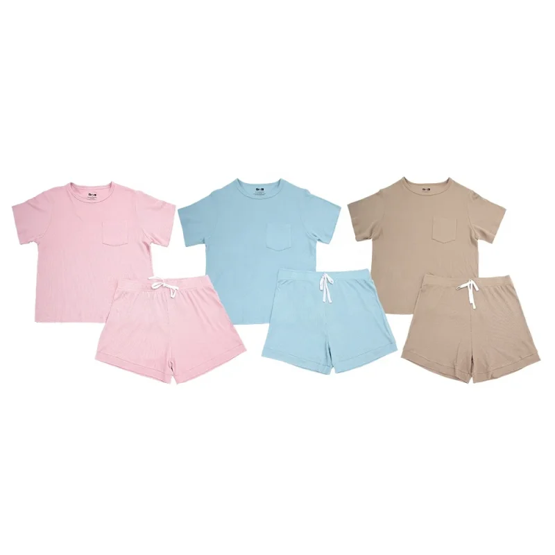 Direct Factory's Extra Soft Breathable Unisex Waffle Fabric Pajama Knitted Home Use Summer Baby Rompers Baby Clothing Sets