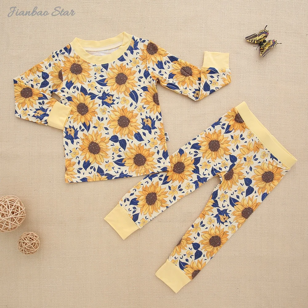 OEM Bamboo Baby Pajamas Unisex Newborn Clothing Sets Long Sleeves O-Neck Casual Style New Design Printed Knitted Kids Clothes - Image 3