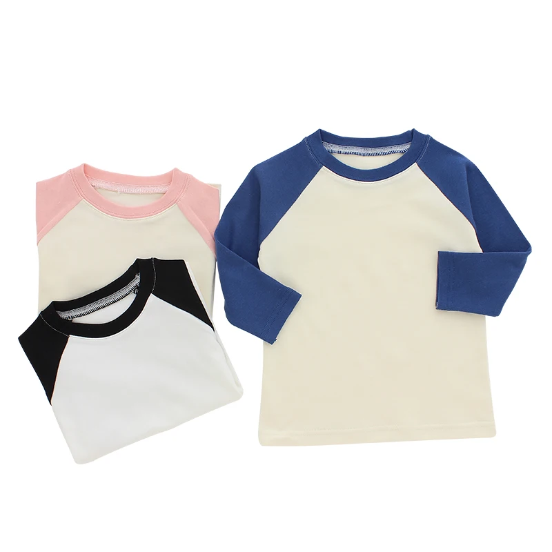 Direct Factory Wholesale Baby Boy Girls Clothes Cotton Custom Logo Kids Blank T-shirts Long Sleeve Breathable T-shirt for Kids