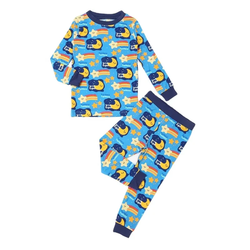 New Arrive  Custom Printed Soft Breathable Casual Style Long Sleeve Winter Pajamas  for Baby Boys and Girls Clothing Sets