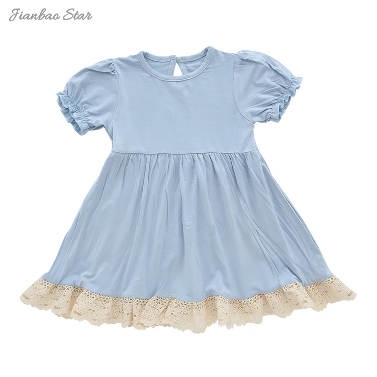 Sweet Pretty Style New Launch Exquisite Workmanship Children Dress Spring Summer Short Sleeve Lace Hem Baby Girl Lace Dress