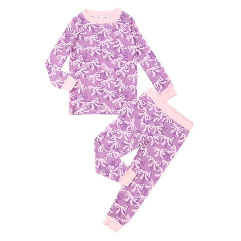 Hot Sale Custom Printed Casual Style Soft Breathable 2pcs Baby Clothing Set Long Sleeve Winter Pajama