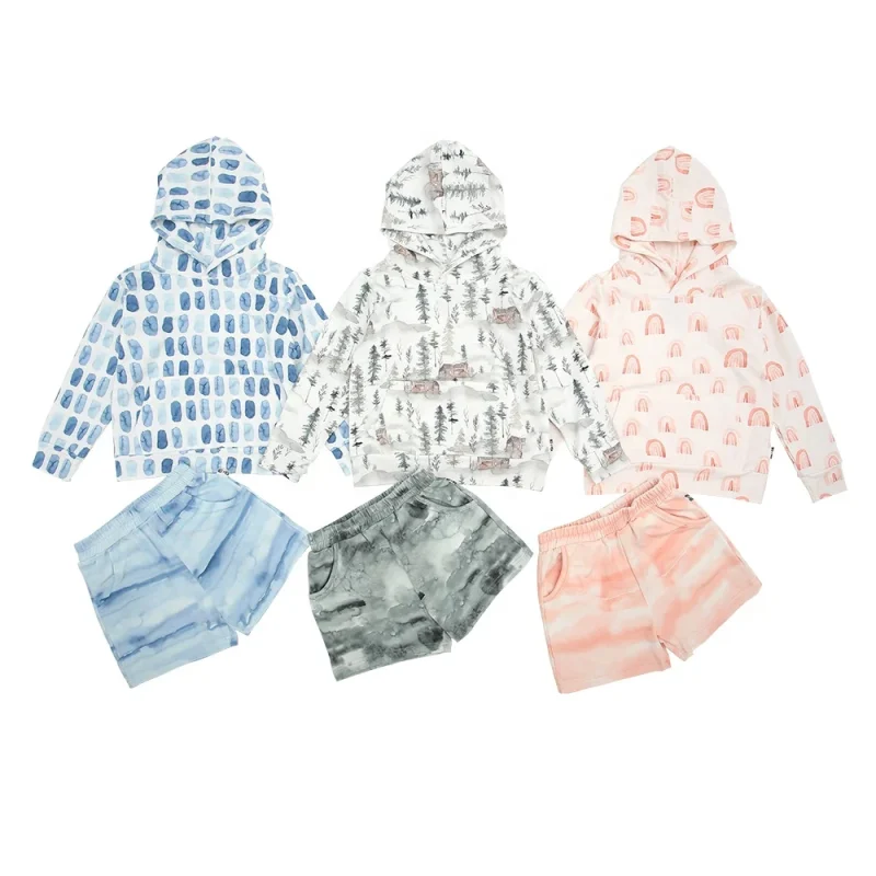 New Design Factory Direct Long Sleeve Hats Tops and Short Pants 2-Piece Sweatsuit Set Clothing for Children Knitted Outfits