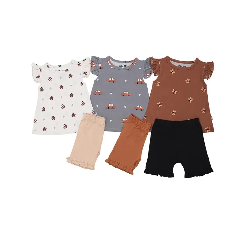 Hot Sale Bamboo 2pcs Baby Clothing Set O-Neck Closure Pullover Top Romper Customized Print Designs OEM Service Available