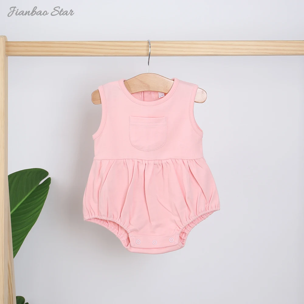 Infant Baby Girl Spring Ruffle Sleeveless Romper Dress Bodysuit 100% Cotton Button Closure 3-6 Months 6-9 Months 12 Months - Image 2