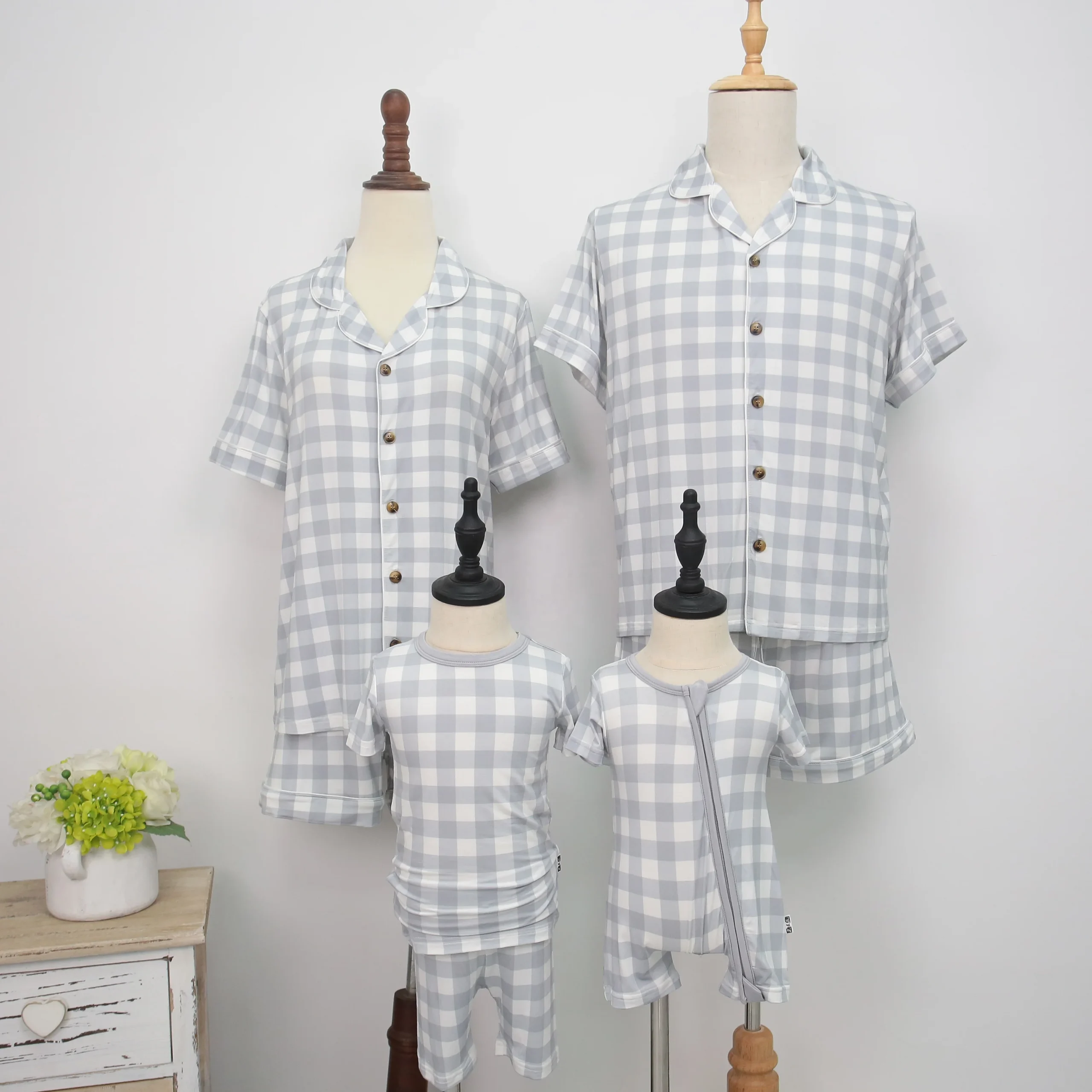 New Arrival Family Sleepwear Set 95% Bamboo Viscose Breathable Stylish Night with Buttons for Home Use Family Matching Clothes - Image 6