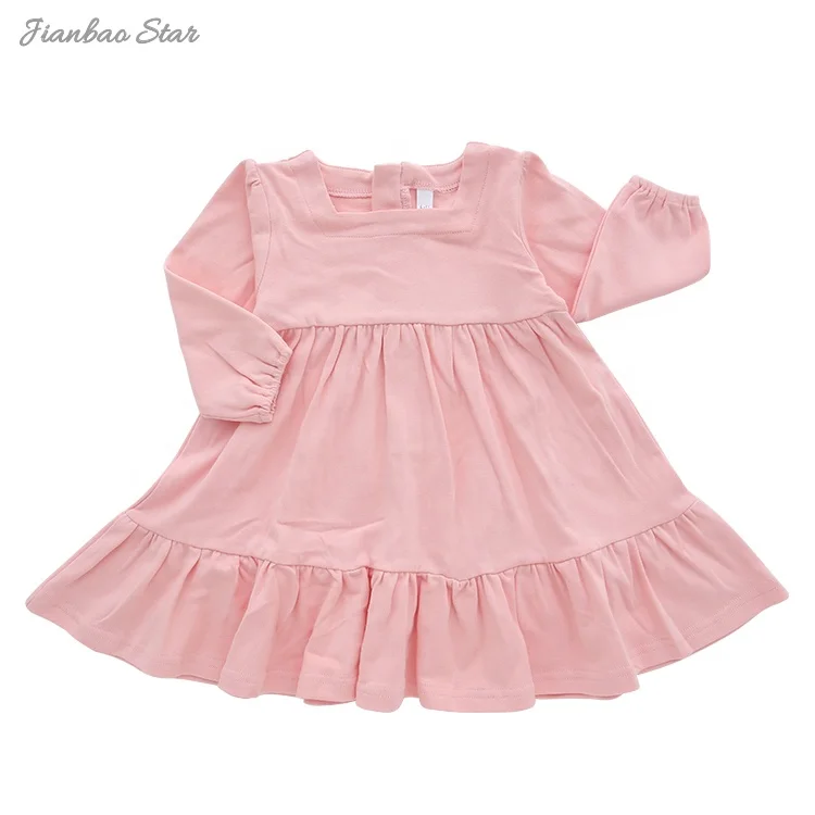 Wholesale Custom Design Baby Kids Long Sleeve Dress Lovely Baby Romper Set Autumn Solid Color Fashion Baby Girl Skirt - Image 3