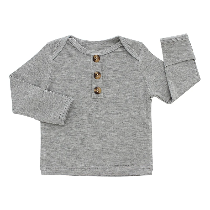 High Quality Baby Clothing Extra Soft Bamboo Viscose Long Sleeve Kids T-shirt Custom Print Available Wrap Hand Baby T-shirt