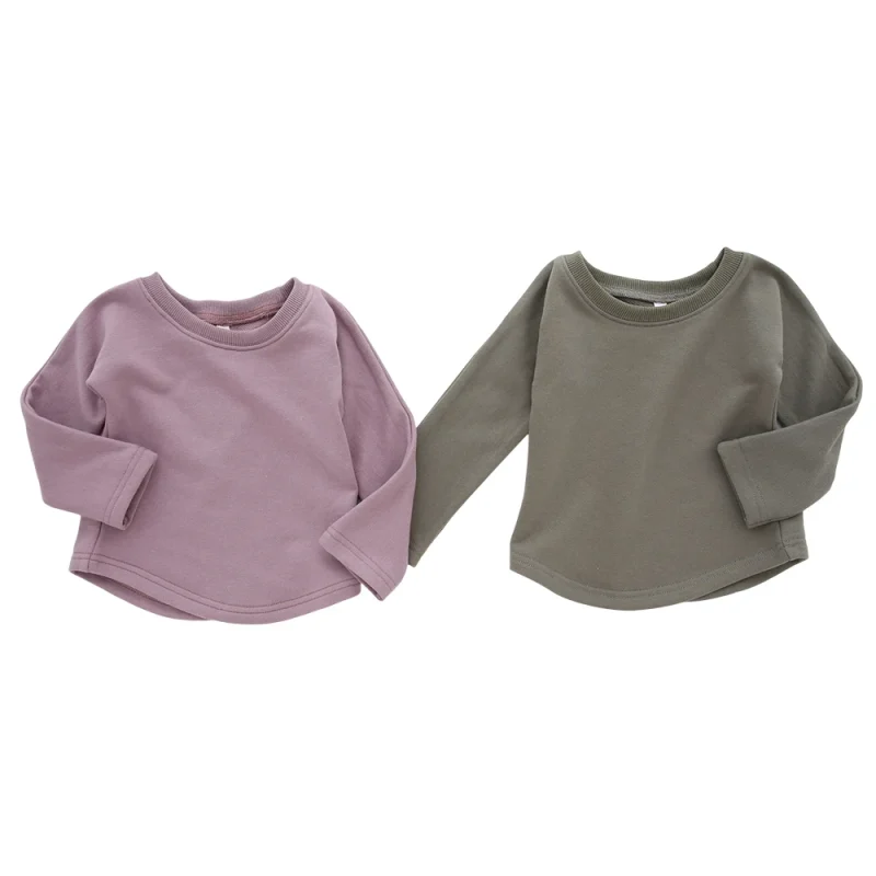 High Quality Organic Cotton Baby Clothes Long Sleeve French Terry Baby Sweatshirt Blank Wholesale Kids Clothes