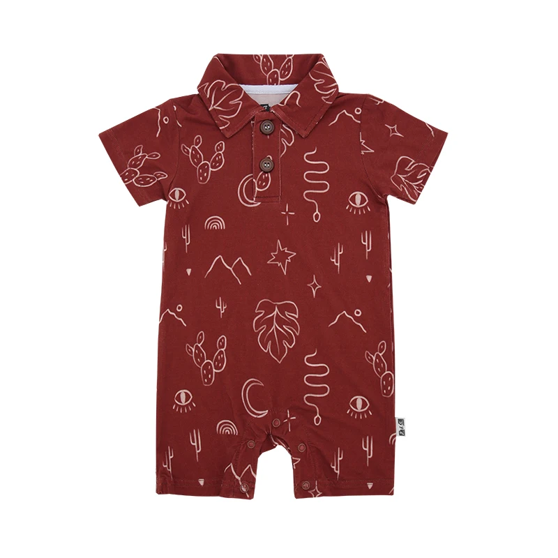 Short Sleeves Turn Down Collar Style Baby Romper Snaps Button Summer Baby Body Suit Baby Jumpsuit - Image 6
