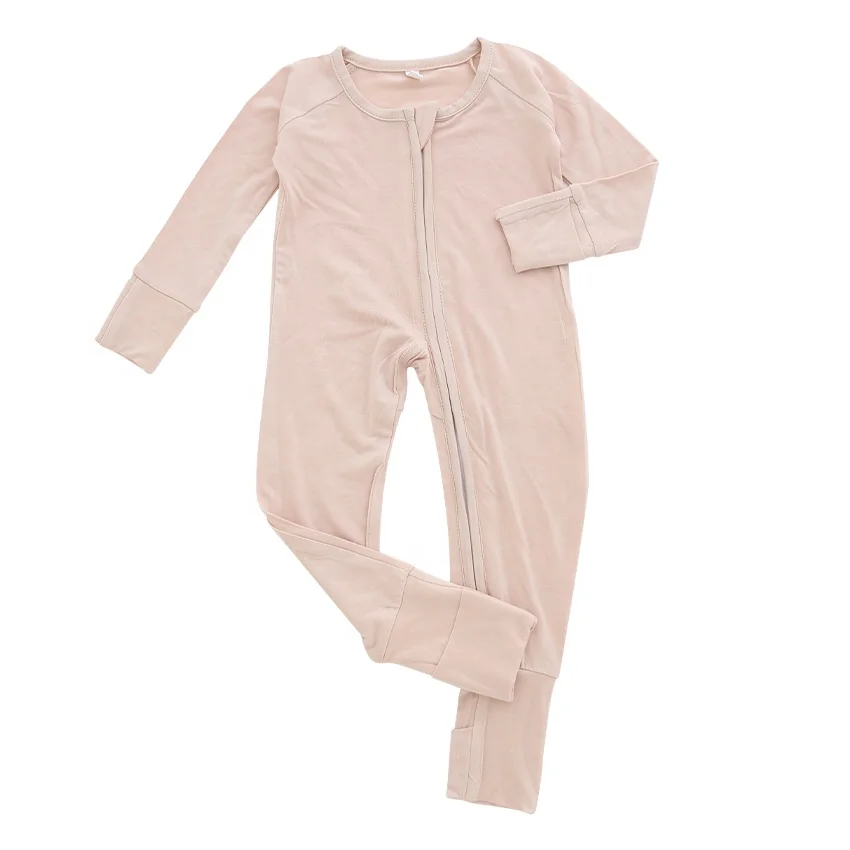 Customized Printing Zipper Baby Clothes Rompers Bamboo Footie Soft New Born Baby Rompers - Image 4