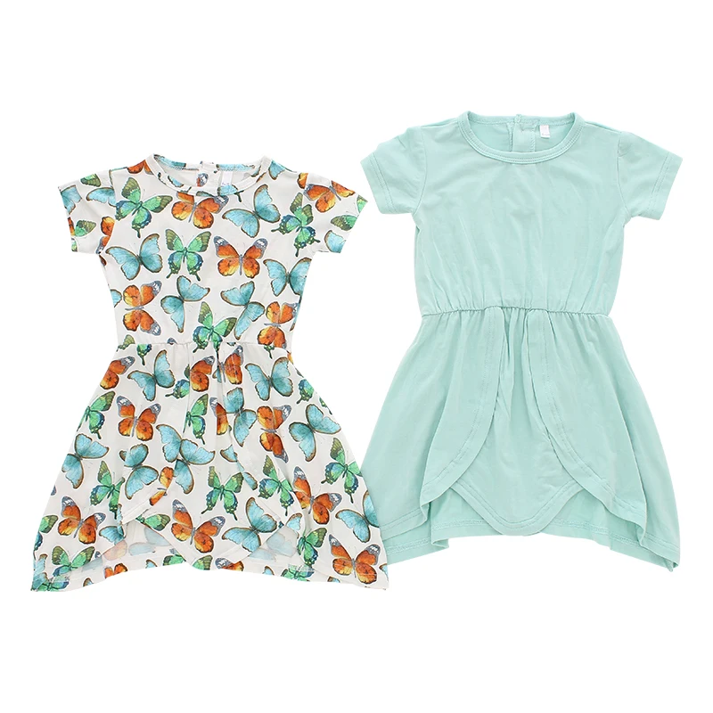 Wholesale 0-24 Months Baby Dress Casual Party Clothing Lovely Baby Dress Autumn Short Sleeve Solid Color Fashion Baby Girl Skirt