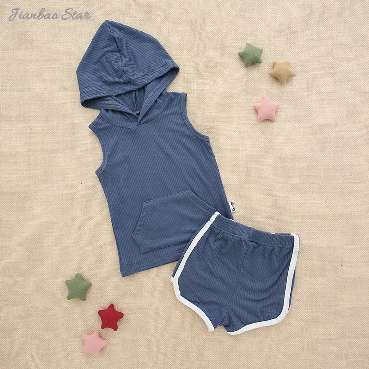 Top Sale Unisex Baby Clothes High Quality 100% Cotton Summer Casual Sleeveless Shirt with Hat Pocket Comfortable and Unisex - Image 2